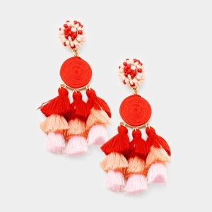 Triple Layered Tassel Dangle Earrings